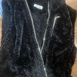 Calvin Klein Black Teddy Jacket Plush Faux Fur